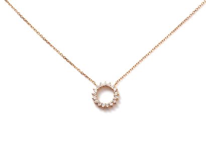 null Necklace in pink gold 750 thousandth, holding in pendant a ring raised by brilliant...