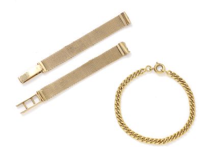 null Lot in gold 750 thousandths, composed of a watch bracelet and a small bracelet...