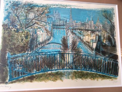 null MAC AVOY, "Paris au fil de la Seine" gravure polychrome 15/100 Signé en bas...