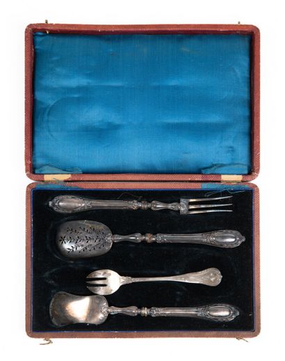 null 4 pieces of silver dessert service in a box