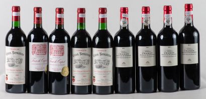 A batch of 9 bottles including 3 Château...