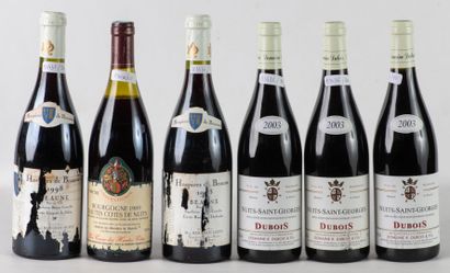 null A batch of 6 bottles including 3 nuits-Saint-Georges 2003, Dubois, 2 Hospices...