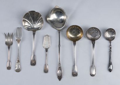 Set of silver cutlery and other items (Minerva...