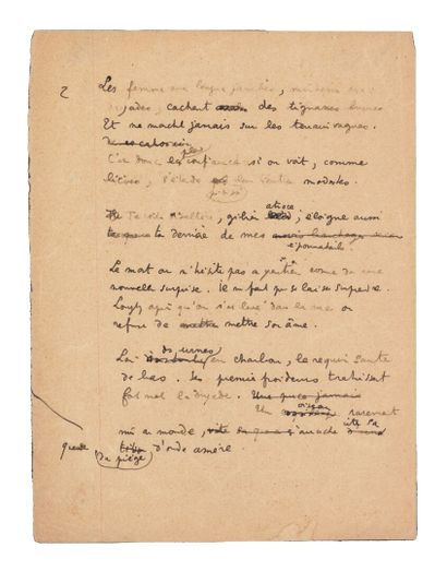 Jean Cocteau (attribué à) morceau de manuscrit...