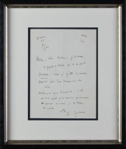 Jean Cocteau, handwritten letter in ink on...