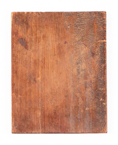 null Icône en bois roumaine peinte, 8 x 10.5cm