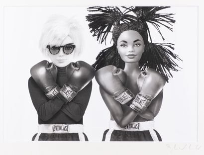 null Michel TREHET "Barbie Andy Warhol, Barbie Jean-Michel Basquiat, Boxing" Digital...