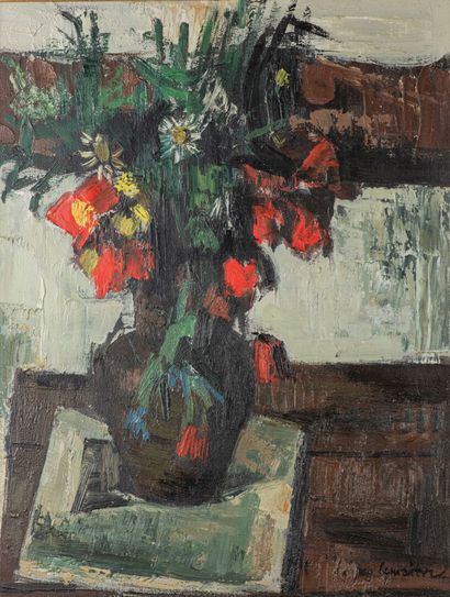 null André LEMAITRE "Bouquet de fleurs 1963" HST, SBD, 65 x 50cm