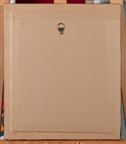 null PIGNON "Scène de plage", pastel sur papier, SBD, circa 1970, 22.5 x 14cm.