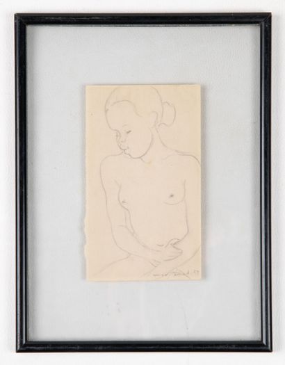 null Max Ernst (1891-1976) "Portrait de jeune indochinoise 1924" Dessin au crayon...