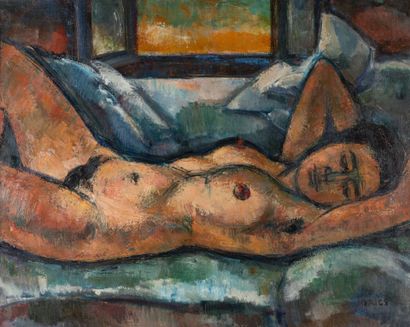 null Jean DRIES (1905-1973) "Femme endormie 1963" HST, SBD, 73 x 92 cm