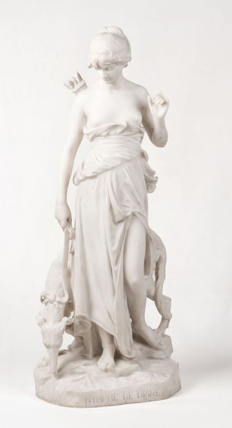 null E.AIZELIN "Nymphe de Diane" marble, signed on the base "F.Barbedienne", engraved...