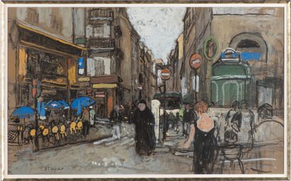 null Marko STUPAR (1936-2021) "Quartier Faubourg, rue de la poissonière" mixed technique...