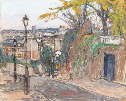 null Marko STUPAR (1936-2021) "Paris, Vue de Montmartre" Techniques mixtes sur carton,...