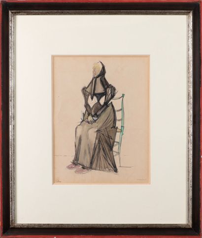 null Lucien COUTAUD "Untitled, 1945" ink drawing, ink wash and watercolor, signed...