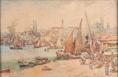 null Anna RYCHTER-MAY aka JOZEF PAWLIKEWICZ "The Golden Horn Constantinople", watercolor,...