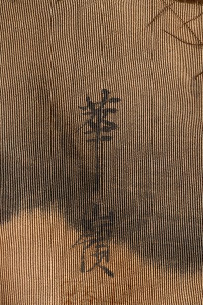 null tenture murale de velours de soie tissé et peint, japonais, fin du 19ème siècle...