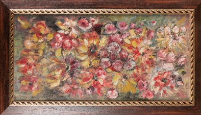 null Elisabeth PINAJEFF (1900-1995) "Tapis de fleurs" HST, SBG, titled on back, 50...