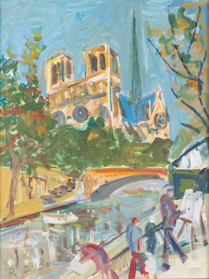 null Roland DUBUC "Notre Dame de Paris" Gouache sur papier, SBG, 63 x 48cm