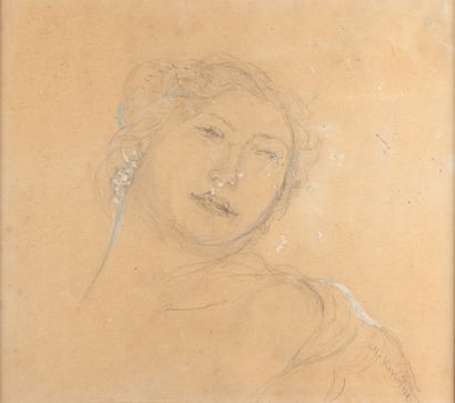 null KIKOINE "Portrait de jeune femme" crayon et réhaut de gouache, SBD, 32 x 36...
