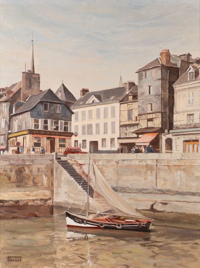 null Edmond DAYNES "Le port d'Honfleur", HST, SBG, 46 x 61