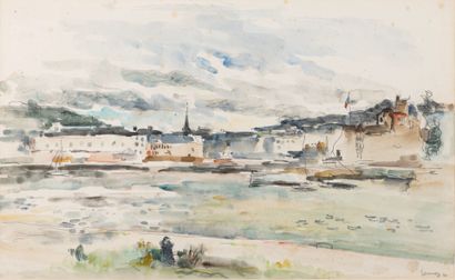 null Paul-Elie GERNEZ (1888-1948) "L'Hôtel du Cheval Blanc à Honfleur" aquarelle,...
