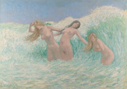 null Jean Francis AUBURTIN (1866-1930) "Under the Wave" HST, SBG, dated 1901, 65.5...