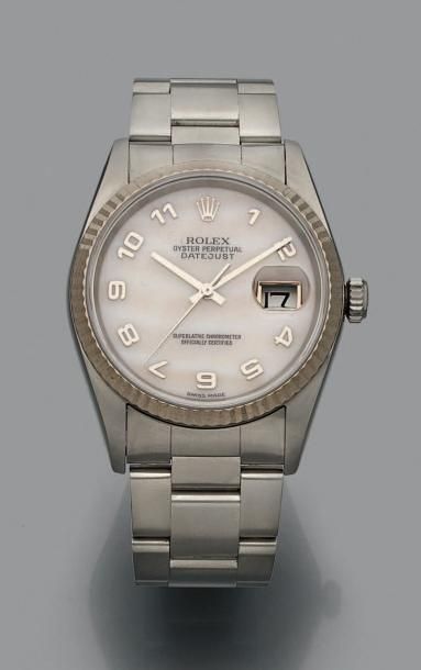 ROLEX "OYSTER PERPETUAL DATEJUST"
Montre bracelet d'homme en acier, cadran nacré...