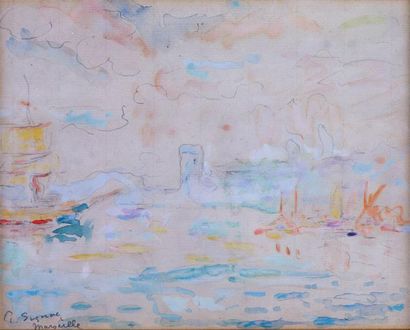 Paul SIGNAC 1863-1935 «Marseille» aquarelle, signée et située en bas à gauche
20x25cm,...