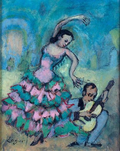 Celso LAGAR 1891-1966 «Danseuse et guitariste»
HSP, SBG, 25X20cm