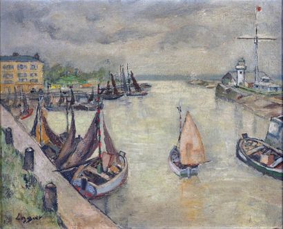 Celso LAGAR 1891-1966 «Le port»
HST, SBG, 36.5x45cm