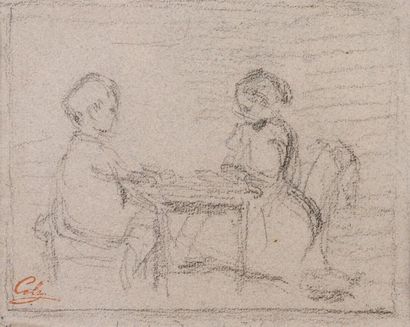 null Adolphe Félix CALS 1810-1880 "Le couple à table" dessin, SBG, 13.5X16.5cm

Provenance...