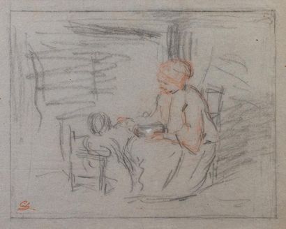 null Adolphe Félix CALS 

1810-1880 

"Femme nourrissant son enfant" 

dessin réhaussé...