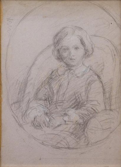 null Adolphe Félix CALS 

1810-1880 

"L'enfant dans un fauteuil" 

crayon et réhauts...