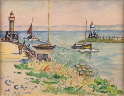 null Henri DE SAINT DELIS 

1878-1949 

"Entrée du port de Honfleur"

aquarelle,...