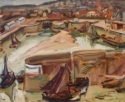 null Emile OTHON FRIESZ 

1879 - 1949

"Honfleur, le port à marée basse"

HST, SBD,...