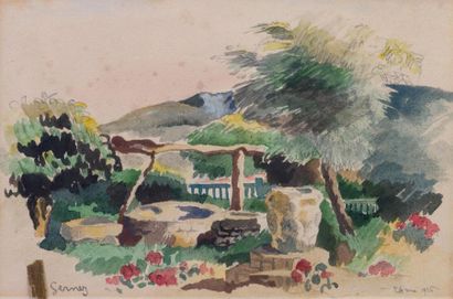 null Paul Elie GERNEZ 

1888-1948 

"Paysage au puits" 

suite de deux aquarelles,...