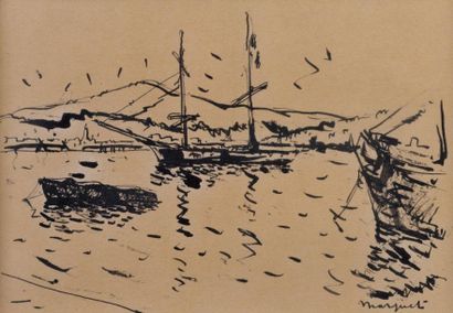 null Albert MARQUET 

1875-1947 

"Les voiliers"

encre de Chine, SBD, 22x15cm