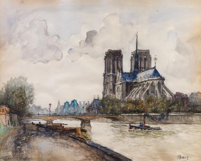 null Frank-Will 

1900-1951

"Notre Dame de Paris, Rue des Quais"

aquarelle, 32...
