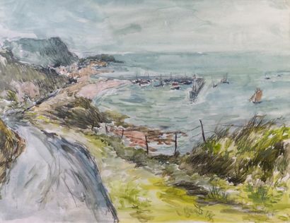 null Fernand HERBO 

"Bord de mer" 

aquarelle, SBD, 63x48cm