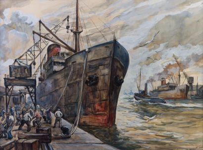 null Frank-WILL 

1900-1951

"Le Havre"

aquarelle, SBD, titrée et située en bas...