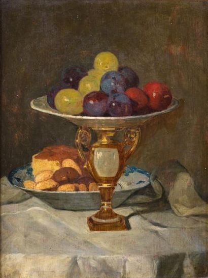 Alexandre DUBOURG Alexandre DUBOURG

1821-1891

«Le compotier de prunes»

HST, 11x31cm,...