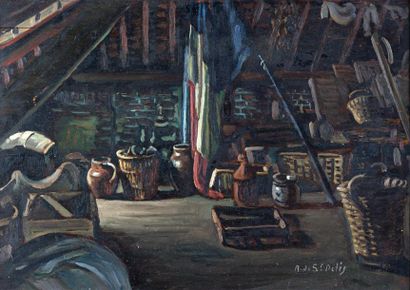 René de SAINT DELIS René DE SAINT DELIS

1873-1958

«Le grenier»

peinture sur panneau,...