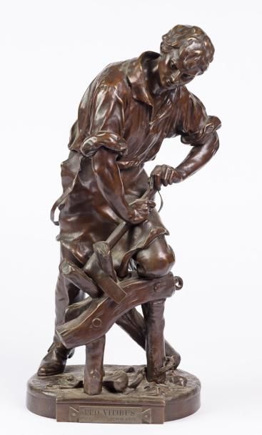 F. Rollard F. Rollard

«Le fendeur d’échalas»

en bronze à patine brune, signé sur...