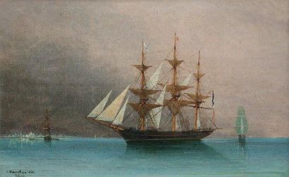 Chéri DUBREUIL (1828-1880) Navire au mouillage. Huile sur toile sbg datée 1862. ... Gazette Drouot