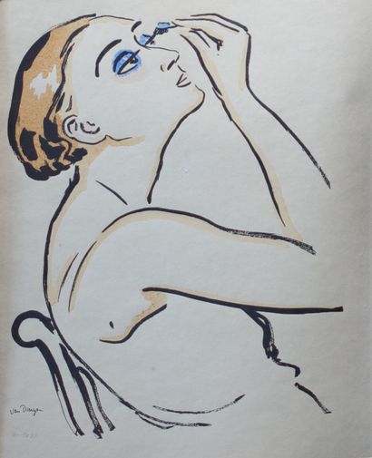 Kees Van Dongen (1877-1968)--Rimmel II, 1920-Lithographie en noir, rehaussée au pochoir,... Gazette Drouot