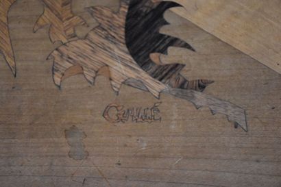 Emile GALLÉ EMILE GALLE (1846-1904 ). TABLE IN MARQUETRY SIGNED EMILE GALLE + 1 TABLE...