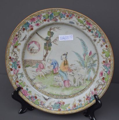 null 2 PORCELAIN PLATES FROM CHINA 18TH CENTURY INDIA COMPANY WITH CHARACTERS Ø22...