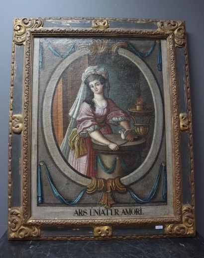 null OIL ON CANVAS FRENCH SCHOOL 18TH CENTURY LADY WITH DOVE 50 X 65 CM