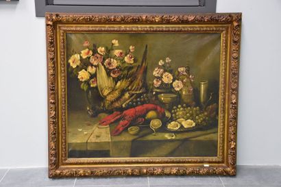 JULES CAMBIER JULES CAMBIER (XX) NATURE MORTE AUX HOMARDS. HUILE SUR TOILE SBD 98...